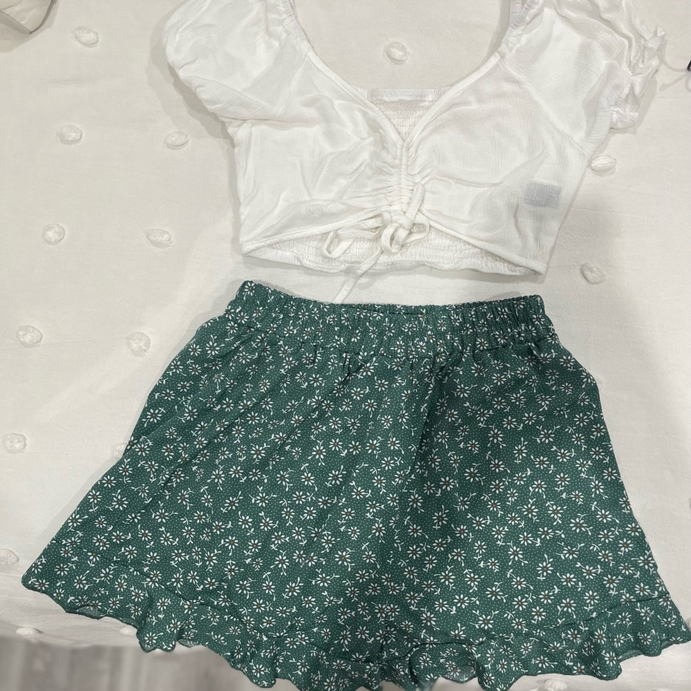 Matching set with shorts and crop top, size small